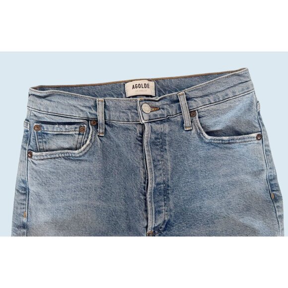 AGOLDE Nico Button Fly Hi Rise Raw Hem Straight Leg Jean Size 28 - Picture 5 of 8